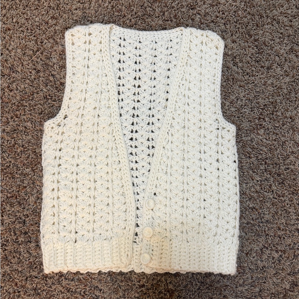 Women's Cream Knit Sweater Vest
